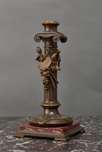 A Greek inspired marble desk inkwell featuring Adonis, with matching candlesticks, circa 1880 - image 8