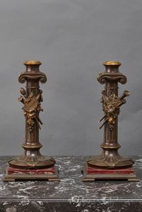 A Greek inspired marble desk inkwell featuring Adonis, with matching candlesticks, circa 1880 - image 3