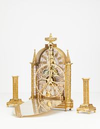 An unusual French Louis XVI filigree skeleton clock set, circa 1780 - image 3