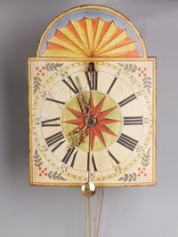 A German Wall Clock with ‘cow’s-tail pendulum’ and wooden wheels circa 1800 - image 1