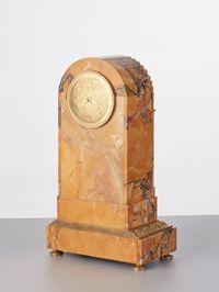 A French sienna marble clock with candle holders, circa 1890 - image 4