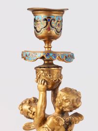 A pair of French ormolu Champleve candlesticks, circa 1880 - image 5