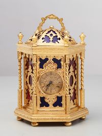 A very unusual hexagonal English 'Gothic Revival' travelling clock by Howell James, circa 1870 - image 1