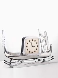 An amazing Italian Art Deco monumental nickel plated clock, circa 1930 - image 1