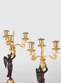 A pair of French gilt candlesticks with patinated bronze angels, circa 1820 - image 4