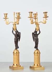 A pair of French gilt candlesticks with patinated bronze angels, circa 1820 - image 3