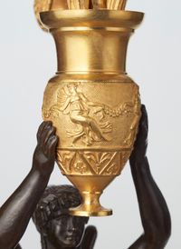 A pair of French gilt candlesticks with patinated bronze angels, circa 1820 - image 8