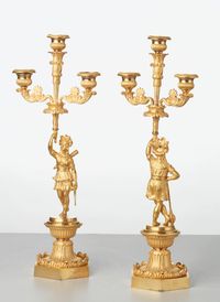 A pair of French bronze ‘Paul and Virginie’ candlesticks, circa 1830 - image 2