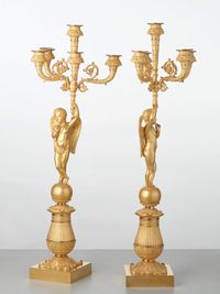 A pair of French bronze five-arm candlesticks with angels, circa 1830 - image 2