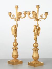 A pair of French bronze five-arm candlesticks with angels, circa 1830 - image 4