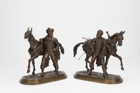 Pair or bronzes of horses with rider  - image 1