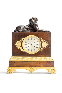 Very Nice unusual French Empire Charles X Pendule with a Bull Mastiff - image 1