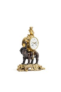 This is a very nice and highly decorative 19th-century mantel clock featuring an elephant carrying the clock on its back - image 2