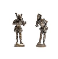 Een mooi paar prachtig gedetailleerde gepatineerde bronzen mannen ondertekend. - afbeelding 1