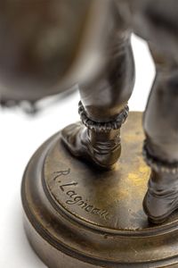 Een mooi paar prachtig gedetailleerde gepatineerde bronzen mannen ondertekend. - afbeelding 2