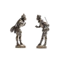 Een mooi paar prachtig gedetailleerde gepatineerde bronzen mannen ondertekend. - afbeelding 4