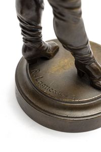 Een mooi paar prachtig gedetailleerde gepatineerde bronzen mannen ondertekend. - afbeelding 5