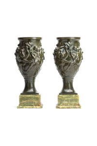 Art Nouveau bronze patinated vases - image 2