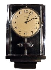 W28 Large nickel Plated Art Deco J. L. Reutter Wall Hanging Three-Glass Atmos Clock. - image 1