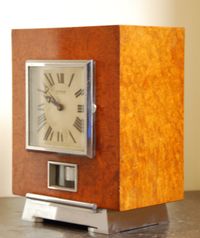 M161 Atmos clock, Amboina wood, J.L. Reutter, number 919, France circa 1930. - image 4