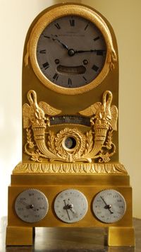 M166 Tabel/mantel clock calendar, moon  phases retrograde displays, 8 day time and strike pendule a Paris movement signed Pons on front plate - image 2