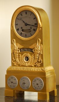 M166 Tabel/mantel clock calendar, moon  phases retrograde displays, 8 day time and strike pendule a Paris movement signed Pons on front plate - image 7