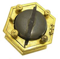 T14 Gilt brass and silver mounted hexagonal table clock with moon phase and alarm. - image 5