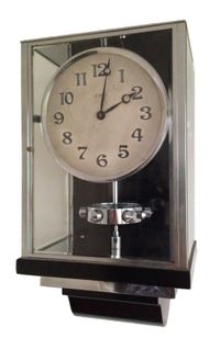 W36 Large Size Nickel Plated Art Deco J. L. Reutter Wall Hanging Three-Glass Atmos Clock. - image 1