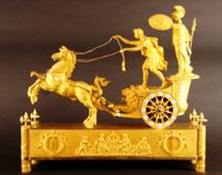 M01 French Ormolu Two Horse Chariot Clock, 'The Chariot of Telemachus'. - afbeelding 2