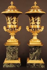 PV02 Empire mantel clock set with Medici vases, PIERRE-PHILIPPE THOMIRE - image 5