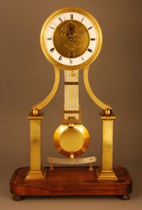 S19 Skeleton clock, special chronometer escapement with balance spring, signed and dated. - image 2