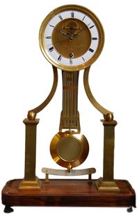 S19 Skeleton clock, special chronometer escapement with balance spring, signed and dated. - image 1