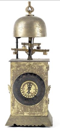J07 A rare 18th century Japanese wall clock or 'Nicho Tenpu Yagura-dokei' with alarm and automatic change over of the twin foliot escapements - image 1