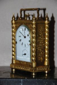 C20 Gilt bronze Pendule D'Officier with quarter repetition and alarm - image 3
