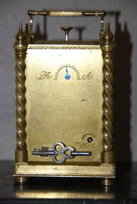 C20 Gilt bronze Pendule D'Officier with quarter repetition and alarm - image 5