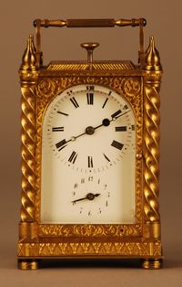 C20 Gilt bronze Pendule D'Officier with quarter repetition and alarm - image 2