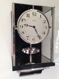 W39 Large Nickel Plated Art Deco J. L. Reutter Wall Hanging Three-Glass Atmos Clock. - image 3