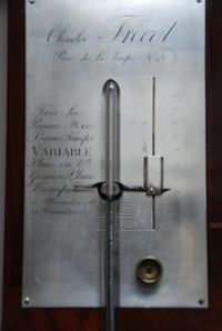 BA06 Franse Barometer/ Thermometer gesigneerd Charles Frecót - Rue de la harpe no 93 - afbeelding 6
