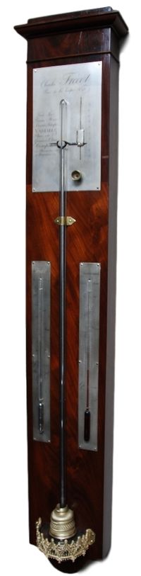 BA06 Franse Barometer/ Thermometer gesigneerd Charles Frecót - Rue de la harpe no 93 - afbeelding 1