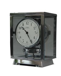 M136 Chromen art deco JL Reutter EMAILLEN WIJZERPLAAT vier glazen Atmos klok - afbeelding 1