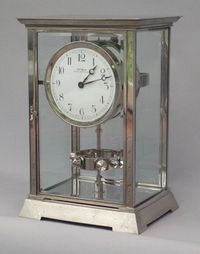 M218 Nikkelen art deco stijl J.L. Reutter Atmos vier glazen Atmos klok, hoge uitvoering - afbeelding 2