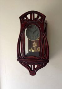 W44 Zeldzame Art Nouveau torsieslinger wandklok - afbeelding 3