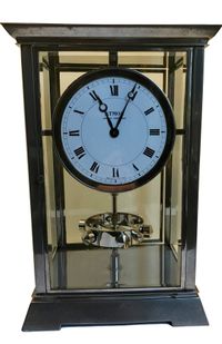M226 Nikkelen art deco stijl J.L. Reutter Atmos vier glazen Atmos klok, hoge uitvoering - afbeelding 1