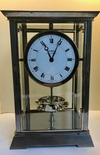 M226 Nikkelen art deco stijl J.L. Reutter Atmos vier glazen Atmos klok, hoge uitvoering - afbeelding 2