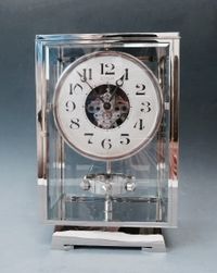 M269 Giant atmos clock, nickel, Art Deco design, J. L. Reutter numbered 6179, France ca. 1935. - image 4