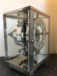 M233 nikkelen artdeco JL Reutter vier glazen Atmos klok, de grote Nikkelen vier glazen kast - image 2