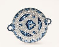 A Dutch Delft Blue and White two-handled Fish Strainer - image 1