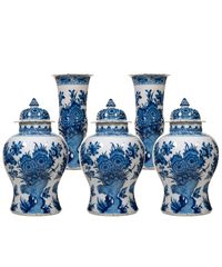 A Five Piece Blue and White Dutch Delft Garniture - image 1