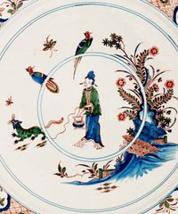 A Very Large Polychrome Chinoiserie Charger in Dutch Delftware - image 3