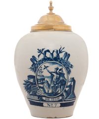 A Dutch Delft Tobaccojar 'De Hoop' with Copper Lid - image 1